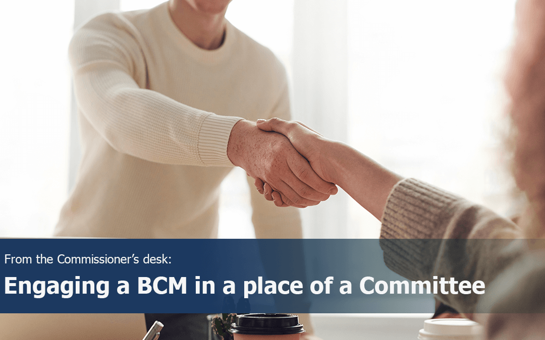 Commissioner’s Desk: Engaging a BCM in a place of a Committee